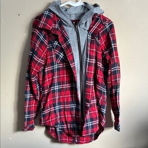 Ci Sono Red and Gray Checkered Hoodie (Bin U)